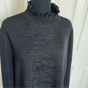 🕶️ New! Black Shein Mock Neck Lightweight Split Hem Blouse 2X